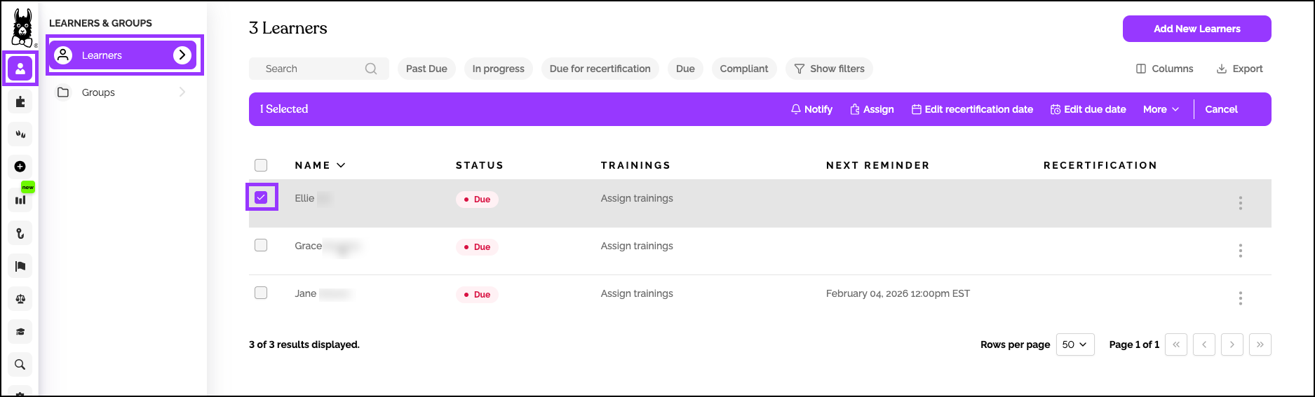 Learners > Select Learners, How to Select Learners