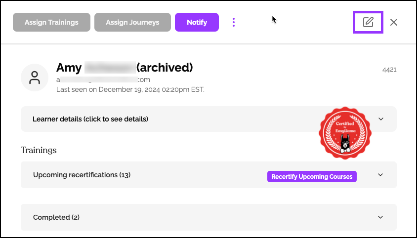 Edit Learners Profile